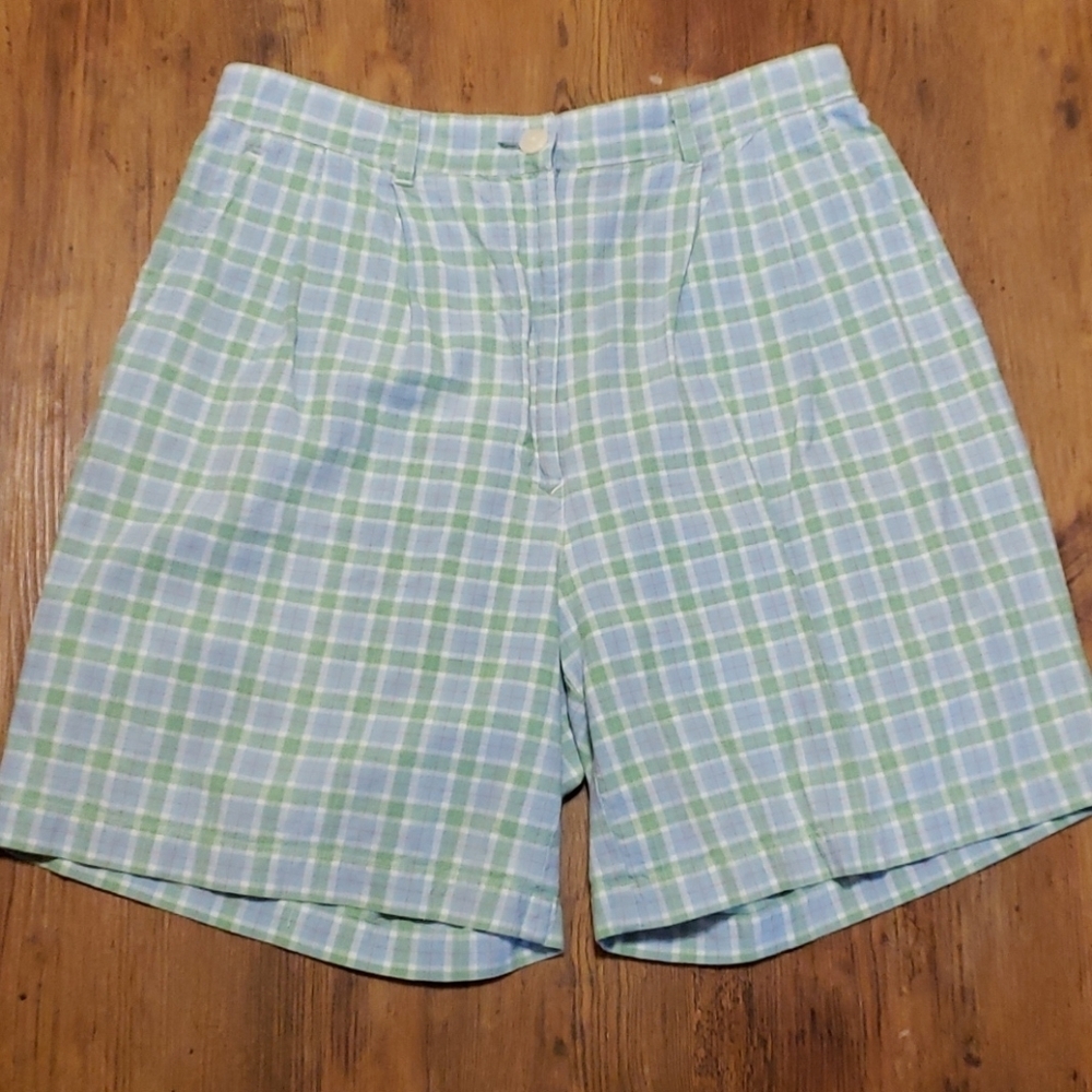 Tommy hilfiger blue green plaid shorts euc